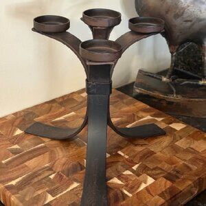 Pottery Barn Bronze Votive Candle Holder | 10” Centerpiece, Holds 4 Candles
